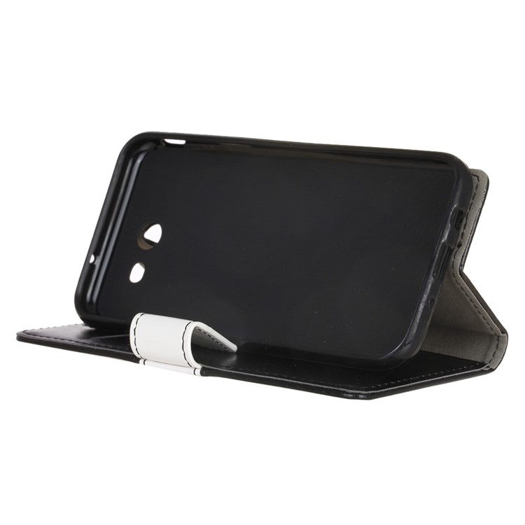 Contrast Color Wallet Phone Case Leather Cover for Samsung Galaxy J3 Prime - Black-4