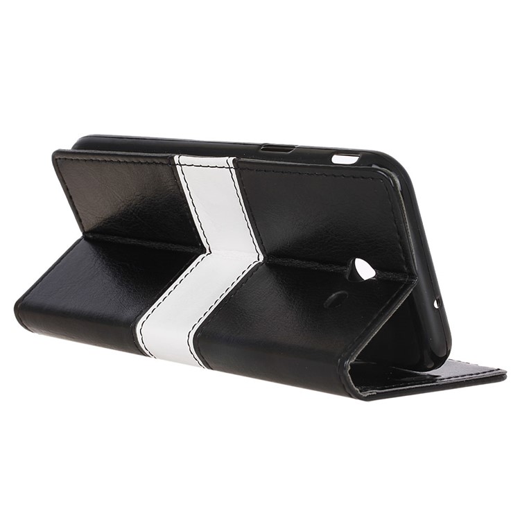 Contrast Color Wallet Phone Case Leather Cover for Samsung Galaxy J3 Prime - Black-5