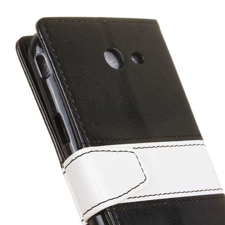 Contrast Color Wallet Phone Case Leather Cover for Samsung Galaxy J3 Prime - Black-7