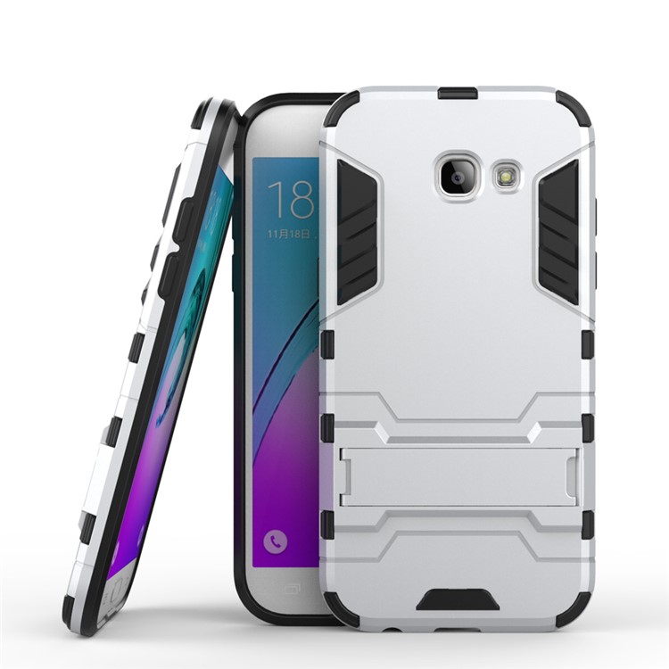 Cool Guard Plastic + TPU Kickstand Phone Case for Samsung Galaxy A5 2017 - Silver-1