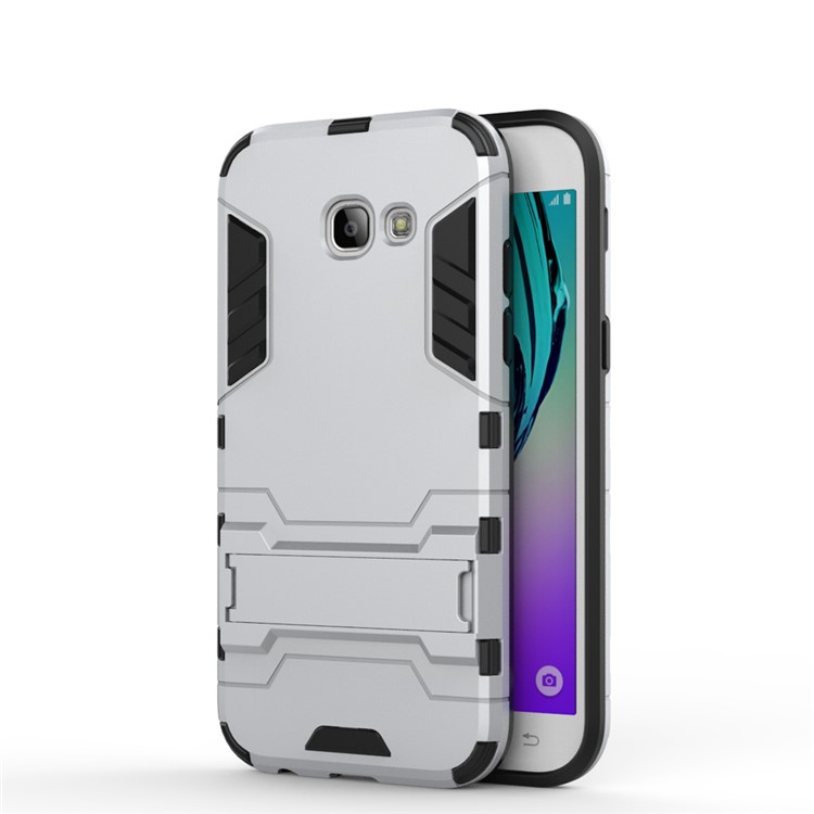 Cool Guard Plastic + TPU Kickstand Phone Case for Samsung Galaxy A5 2017 - Silver-2