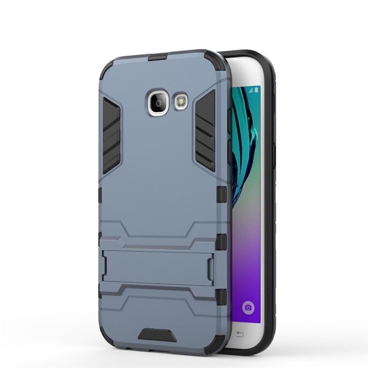 Hybrid Plastic + TPU Kickstand Phone Back Cover for Samsung Galaxy A5 2017 - Dark Blue-2
