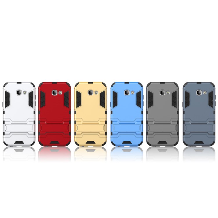 Hybrid Plastic + TPU Kickstand Phone Back Cover for Samsung Galaxy A5 2017 - Dark Blue-3