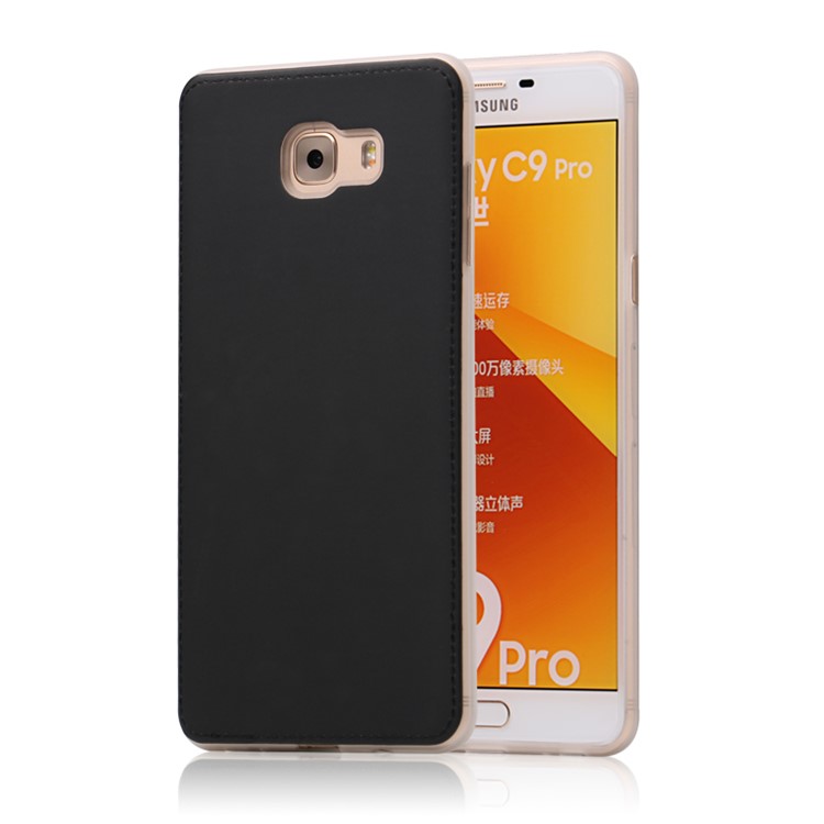 PU Leather Coated TPU Phone Case for Samsung Galaxy C9 Pro - Black-1