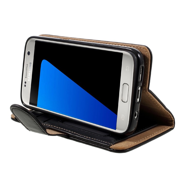 2-in-1 Split Leather Magnetic Wallet Phone Case for Samsung Galaxy S7 G930 - Black-4