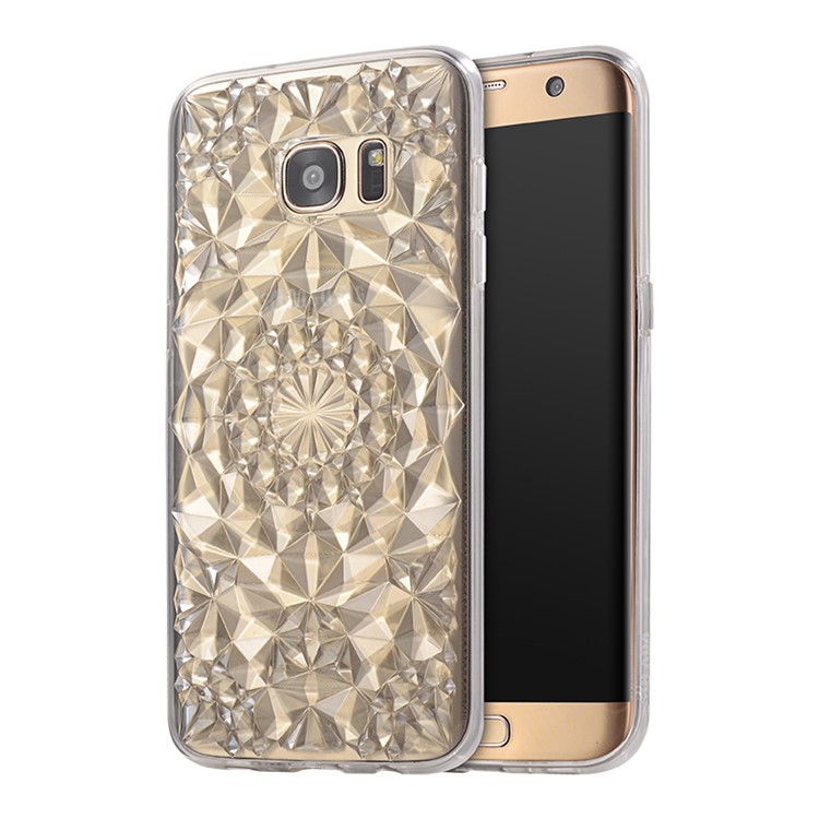 SULADA for Samsung Galaxy S7 edge G935 Luxury Crystal Sparkle 3D Diamond-shaped Design Flexible TPU Phone Case - White-1