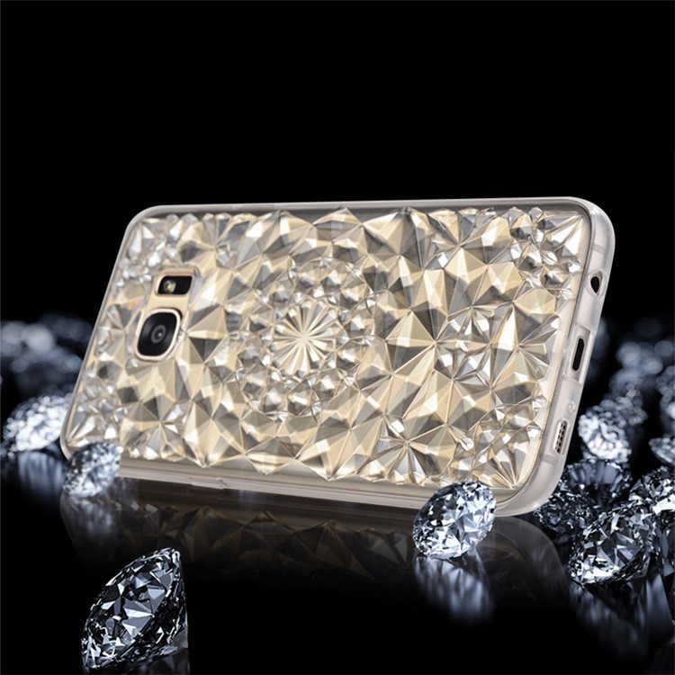 SULADA for Samsung Galaxy S7 edge G935 Luxury Crystal Sparkle 3D Diamond-shaped Design Flexible TPU Phone Case - White-2