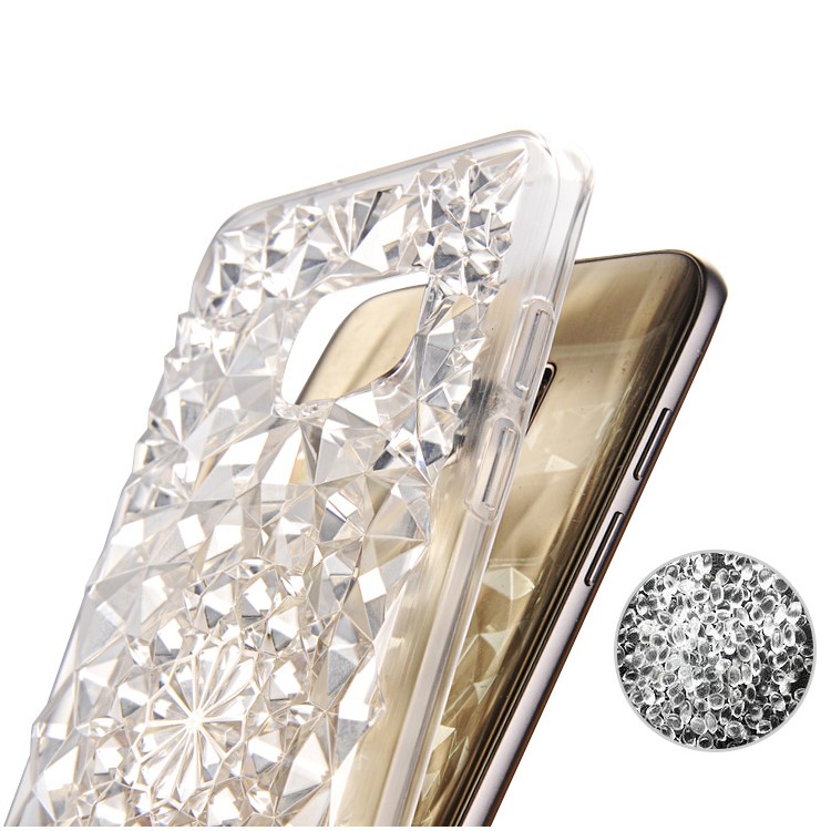 SULADA for Samsung Galaxy S7 edge G935 Luxury Crystal Sparkle 3D Diamond-shaped Design Flexible TPU Phone Case - White-3