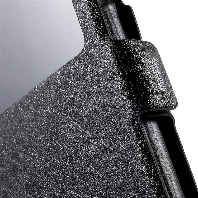 Silk Texture Dual Window Phone Case (PU Leather + PC) for Samsung Galaxy C9 Pro - Black-5