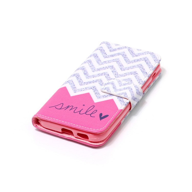 Patterned Leather Wallet Mobile Case for Samsung Galaxy A3 (2017) - Glittery Chevron Stripes-3