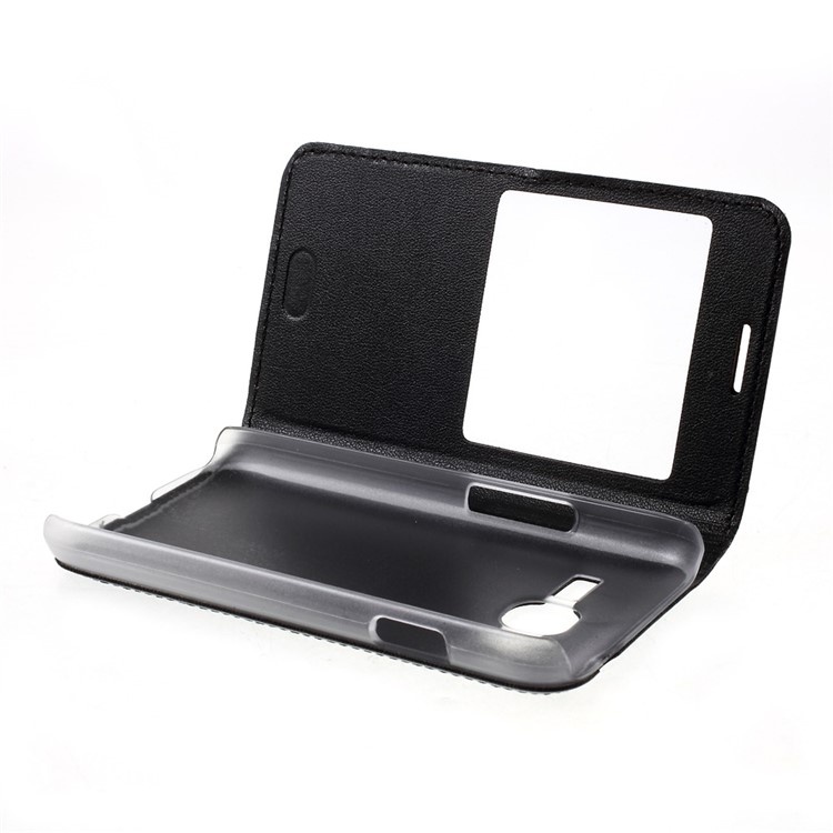 View Window Flip Leather Phone Case for Samsung Galaxy J1 mini prime - Black-3