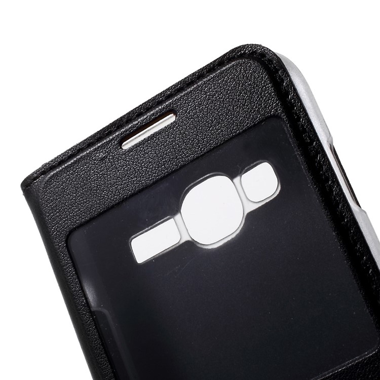View Window Flip Leather Phone Case for Samsung Galaxy J1 mini prime - Black-4