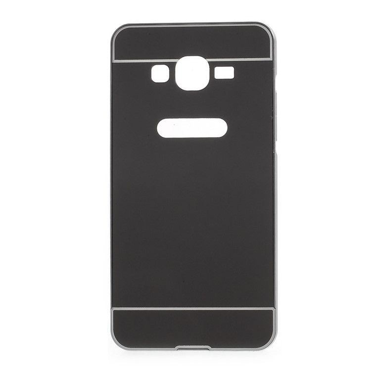 Slide-on Plating Metal Bumper + Mirror-like PC Back Case for Samsung Galaxy J2 Prime - Black-2