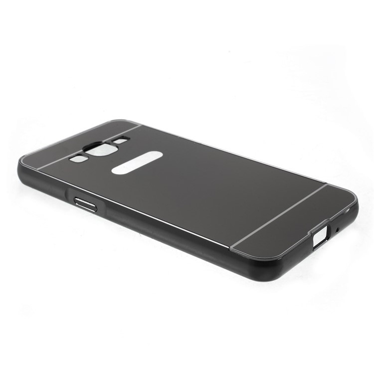 Slide-on Plating Metal Bumper + Mirror-like PC Back Case for Samsung Galaxy J2 Prime - Black-5