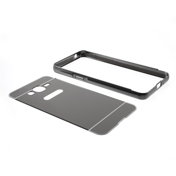 Slide-on Plating Metal Bumper + Mirror-like PC Back Case for Samsung Galaxy J2 Prime - Black-9