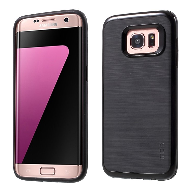 MOFI Brushed Hybrid Case for Samsung Galaxy S7 edge SM-G935 (TPU Back + PC Rim) - Black-1