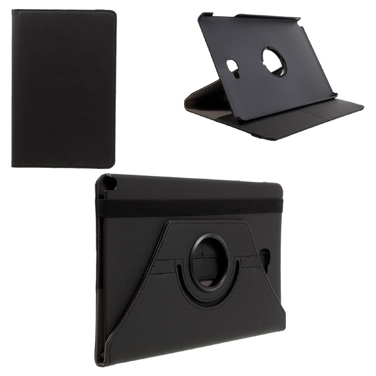 Cloth Skin Rotary Stand Smart Leather Case for Samsung Galaxy Tab A 10.1 (2016) with S Pen P580 P585 - Black-1