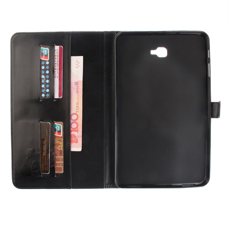 Imprinted Panda Leather Wallet Stand Case for Samsung Galaxy Tab A 10.1 (2016) T580 T585 - Black-9