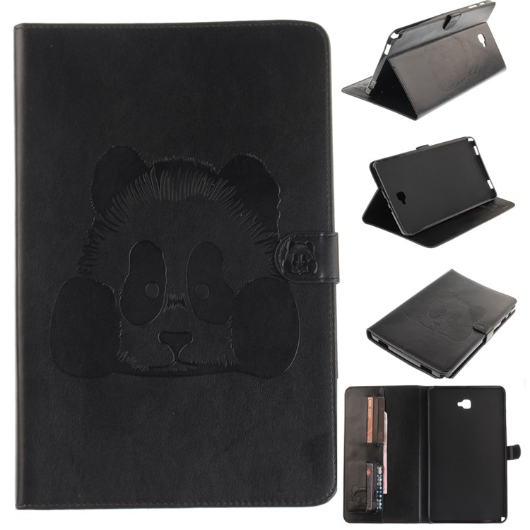 Imprinted Panda Leather Wallet Phone Case for Samsung Galaxy Tab A 10.1 (2016) - Black-1