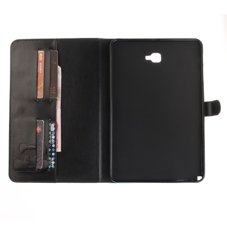 Imprinted Panda Leather Wallet Phone Case for Samsung Galaxy Tab A 10.1 (2016) - Black-9