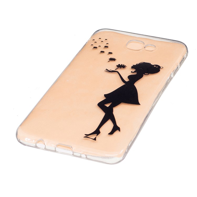 Embossed TPU Mobile Shell for Samsung Galaxy J7 Prime/On7 2016 - Girl Blowing Dandelion-2