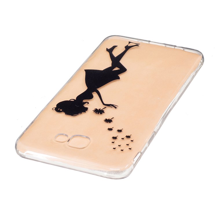 Embossed TPU Mobile Shell for Samsung Galaxy J7 Prime/On7 2016 - Girl Blowing Dandelion-3