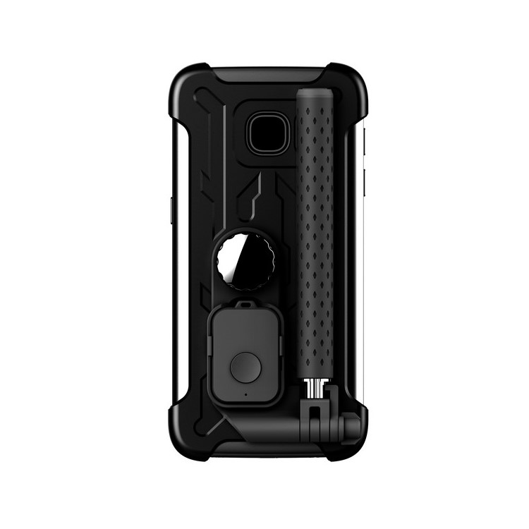 Selfie Phone Case with Built-in Bluetooth Selfie Stick and Mirror for Samsung Galaxy S7 G930 - Black-1