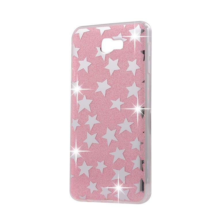 Flash Powder Hybrid TPU + Acrylic Cover for Samsung Galaxy J7 Prime/On7 2016 - Star Pattern / Pink-1