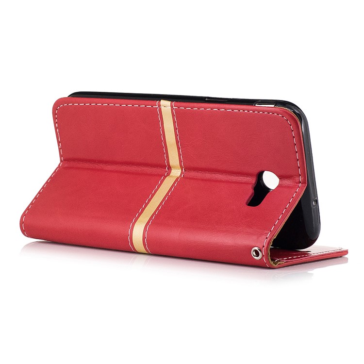 KLD Graceful Series Wallet Leather Phone Case for Samsung Galaxy J3 (2017) with Stand - Red-3