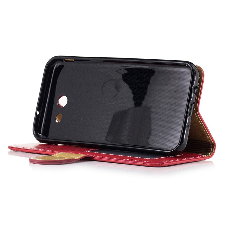 KLD Graceful Series Wallet Leather Phone Case for Samsung Galaxy J3 (2017) with Stand - Red-4
