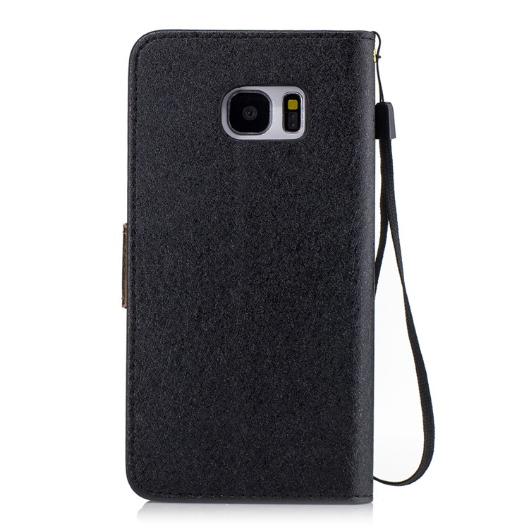 Silk Texture Leather Wallet Cellphone Stand Case for Samsung Galaxy S7 edge G935 - Black-2