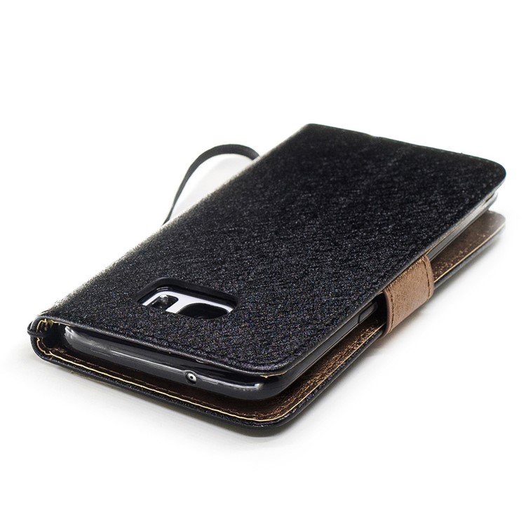 Silk Texture Leather Wallet Cellphone Stand Case for Samsung Galaxy S7 edge G935 - Black-6