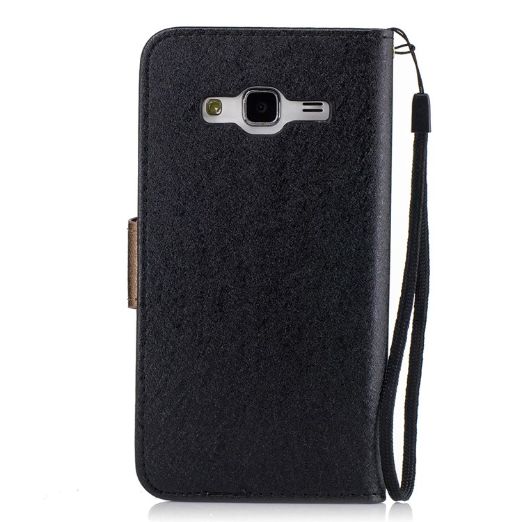 Two-tone Silk Texture Leather Wallet Stand Case for Samsung Galaxy J3 (2016) / J3 - Black-2