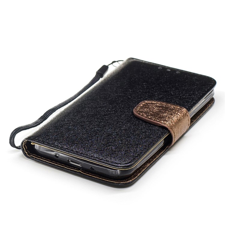 Two-tone Silk Texture Leather Wallet Stand Case for Samsung Galaxy J3 (2016) / J3 - Black-5