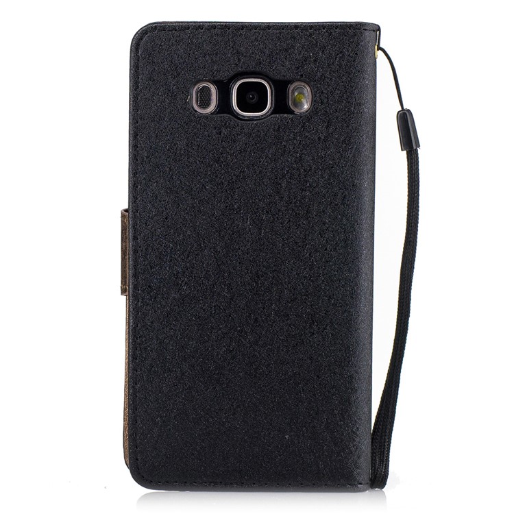 Silk Texture Bi-color Leather Wallet Cell Phone Case for Samsung Galaxy J5 (2016) SM-J510 - Black-2