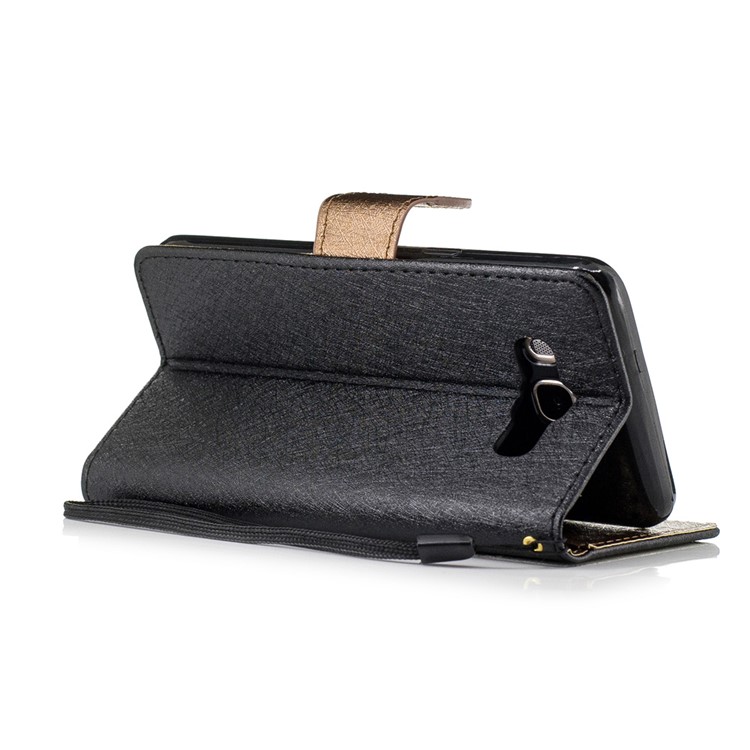 Silk Texture Bi-color Leather Wallet Cell Phone Case for Samsung Galaxy J5 (2016) SM-J510 - Black-3
