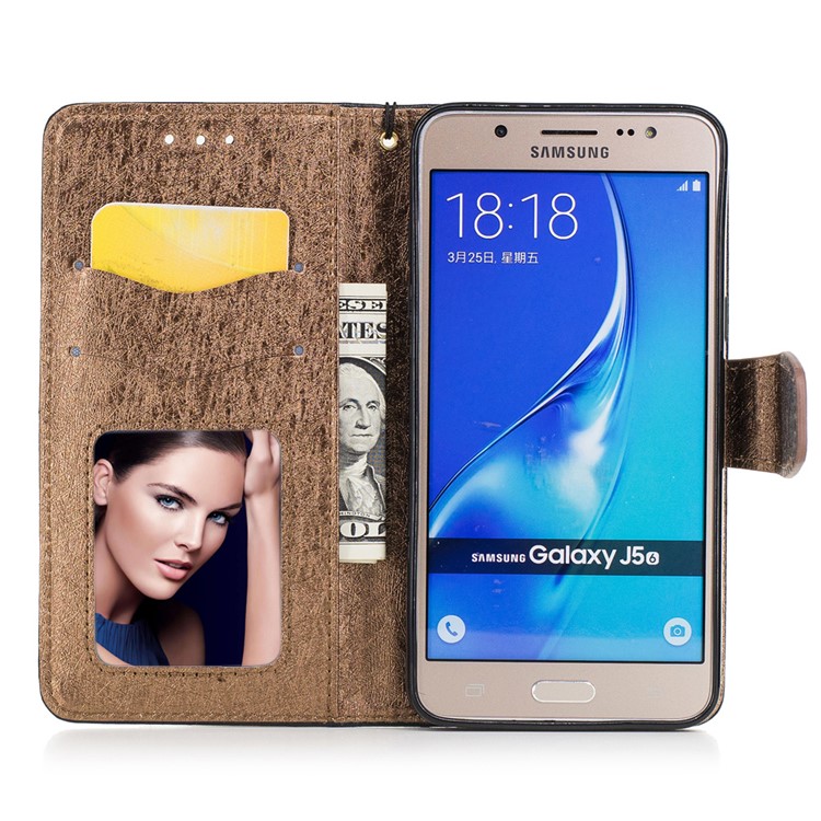 Silk Texture Bi-color Leather Wallet Cell Phone Case for Samsung Galaxy J5 (2016) SM-J510 - Black-7