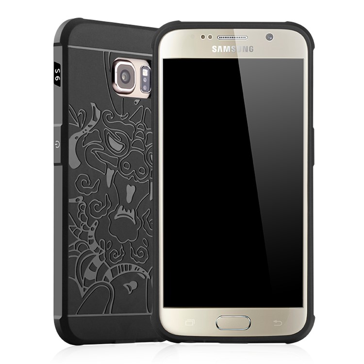 Auspicious Dragon Pattern Drop-proof Imprint TPU Case for Samsung Galaxy S6 SM-G920 - Black-1