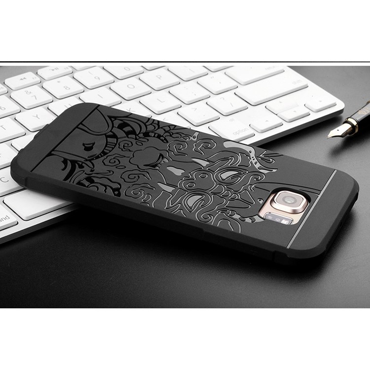 Auspicious Dragon Pattern Drop-proof Imprint TPU Case for Samsung Galaxy S6 SM-G920 - Black-6