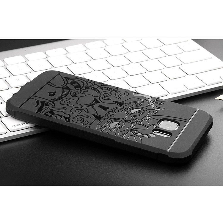 Auspicious Dragon Pattern Drop-proof Imprint TPU Case for Samsung Galaxy S7 SM-G930 - Black-6