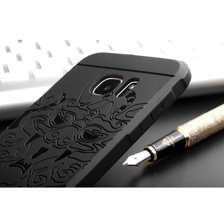 Auspicious Dragon Pattern Drop-proof Imprint TPU Case for Samsung Galaxy S7 SM-G930 - Black-8