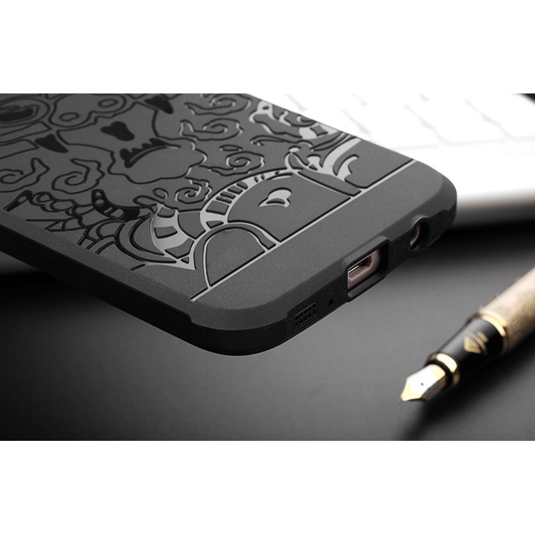 Auspicious Dragon Pattern Drop-proof Imprint TPU Case for Samsung Galaxy S7 SM-G930 - Black-9