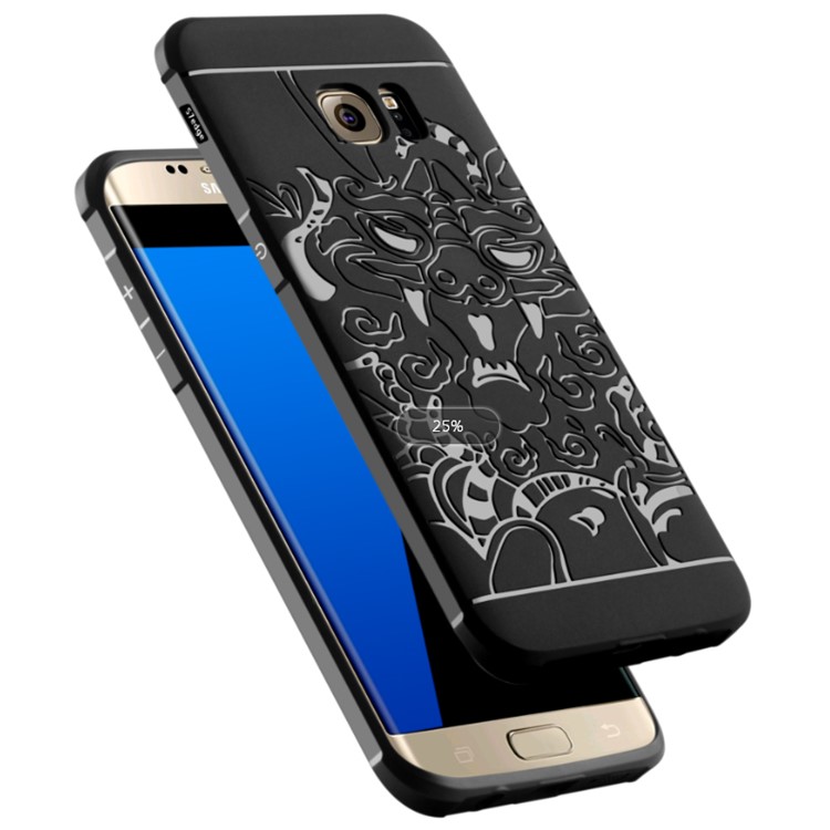Auspicious Dragon Pattern Drop-proof Imprint TPU Cover for Samsung Galaxy S7 edge SM-G935 - Black-3