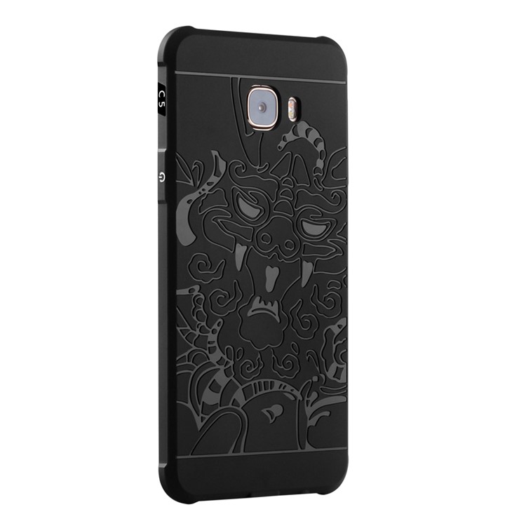 Auspicious Dragon Pattern Drop-proof Imprint TPU Cover for Samsung Galaxy C5 - Black-2