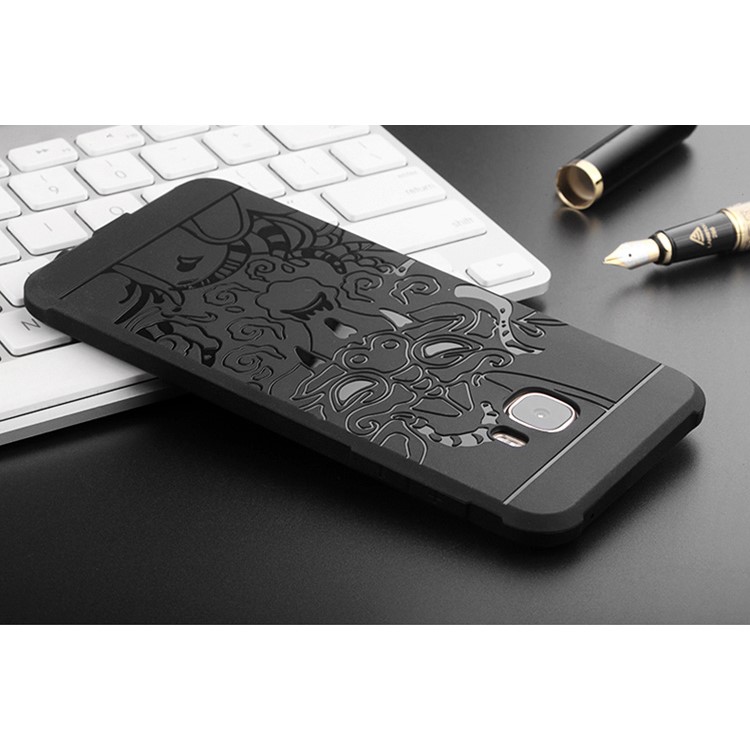 Auspicious Dragon Pattern Drop-proof Imprint TPU Cover for Samsung Galaxy C5 - Black-7