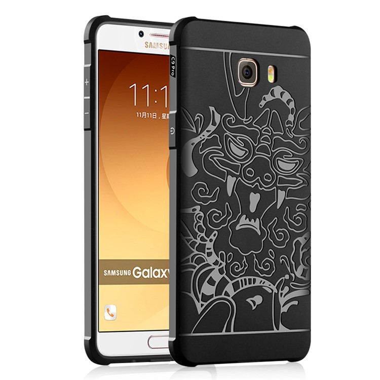 Auspicious Dragon Pattern Drop-proof Imprint TPU Phone Case for Samsung Galaxy C9 Pro - Black-1