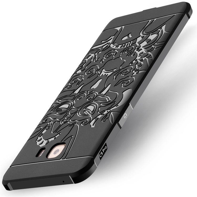 Auspicious Dragon Pattern Drop-proof Imprint TPU Phone Case for Samsung Galaxy C9 Pro - Black-3
