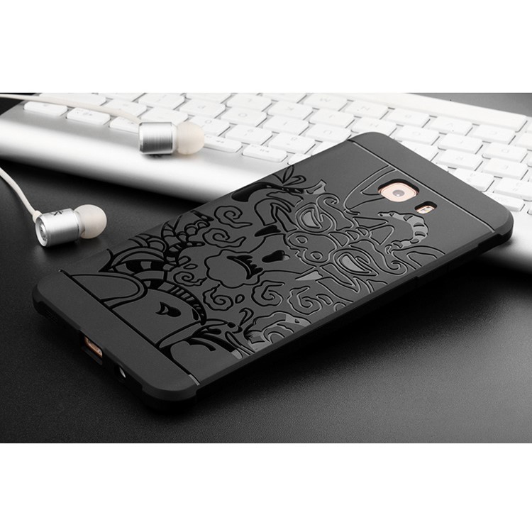 Auspicious Dragon Pattern Drop-proof Imprint TPU Phone Case for Samsung Galaxy C9 Pro - Black-7