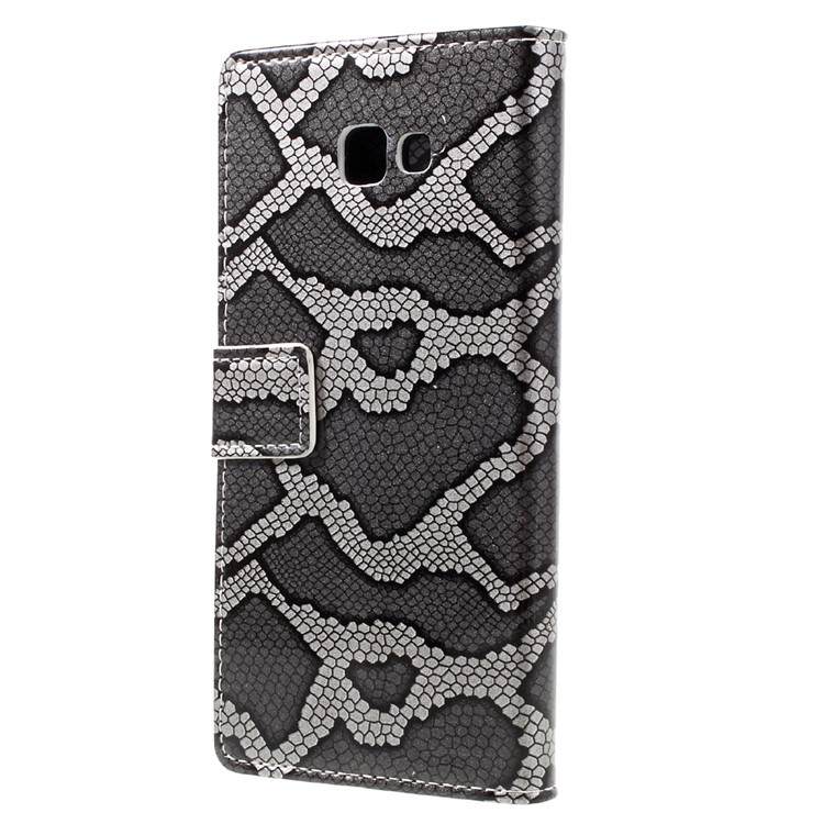 Snake Skin Leather Wallet Stand Phone Case for Samsung Galaxy A7 (2017) - Grey-2