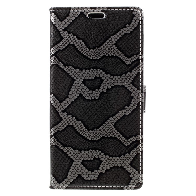 Snake Skin Leather Wallet Stand Phone Case for Samsung Galaxy A7 (2017) - Grey-3